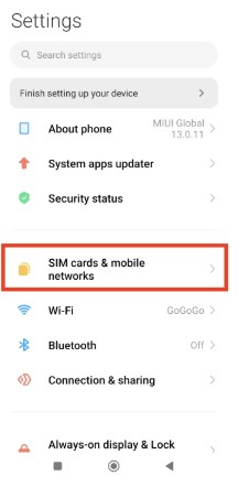 Step 2: Access SIM Settings