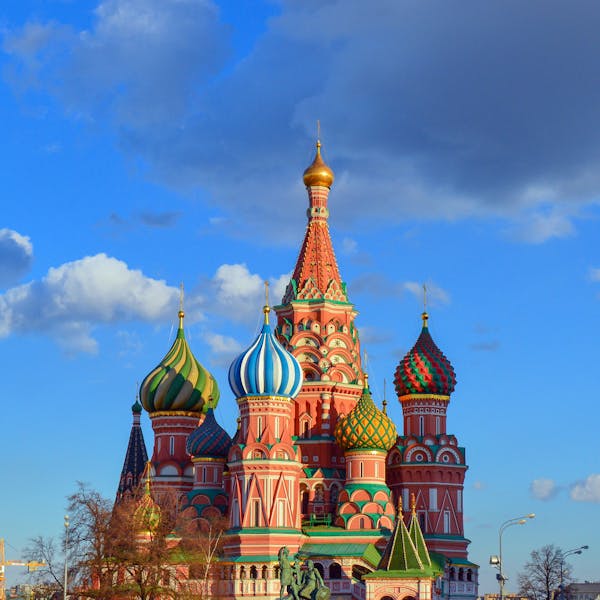 Photo by Pixabay Colorful domes of St. Basil's Cathedral against a vibrant blue sky in Moscow, Russia.